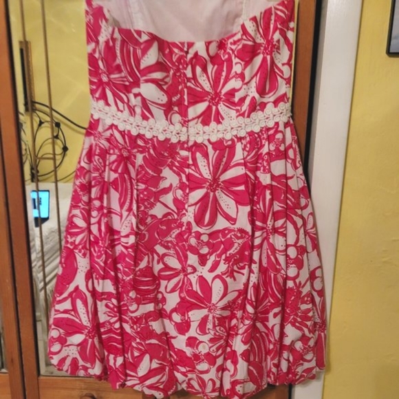 Lilly Pulitzer lobster print Jubilee size 10 strapless dress bubble hem - Picture 2 of 5